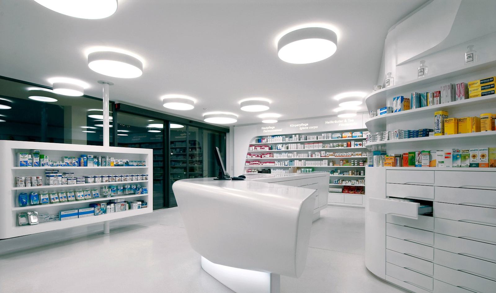 Modern pharmacy interior